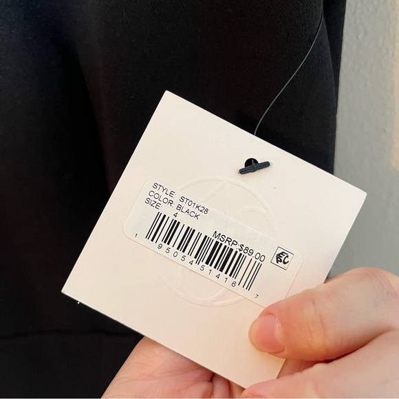 Sage Collective Crew Neck Short Sleeve Zipper Back Solid Ruffled Hem Crepe Dress - Picture 9 of 10